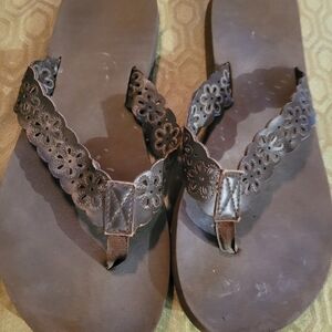 Elegant Brown Floral Women's Sandals